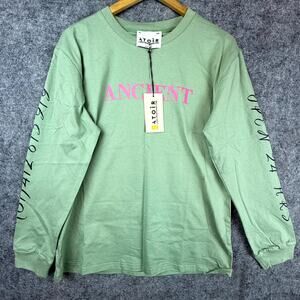 Atoir Lara Worthington Shirt Womens S/8 Peppermint Spellout Long Sleeve Ancient